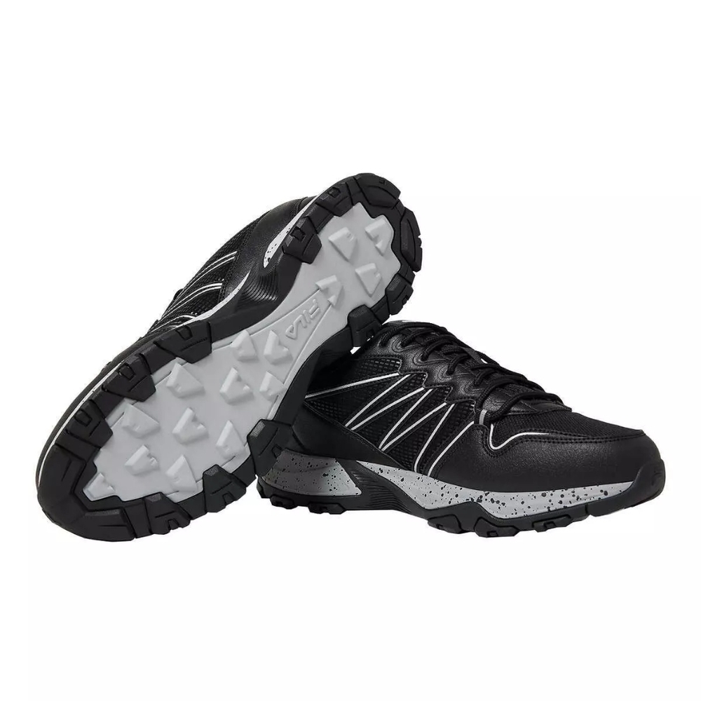 FILA Black Men's Quadrix Lace-up Trail Running Sneaker EVA Comfort Footbed Shoe